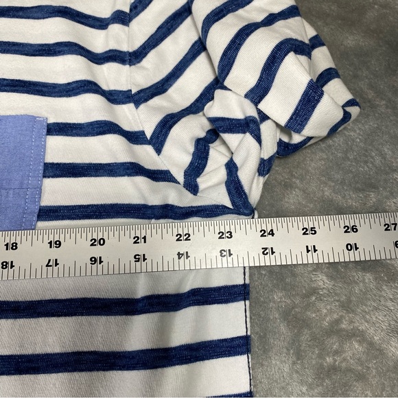 Charleston Threads Hooded Shirt Men’s XL White Blue Striped Lightweight Patch - Picture 6 of 11